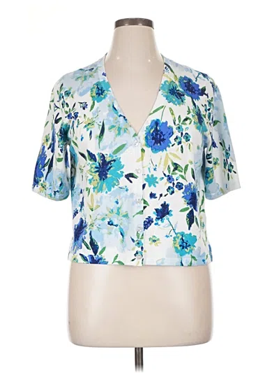 Pre-owned Isaac Mizrahi Live Short Sleeve Blouse In Blue