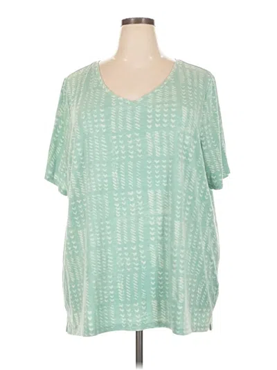 Pre-owned Isaac Mizrahi Live Short Sleeve Blouse In Green