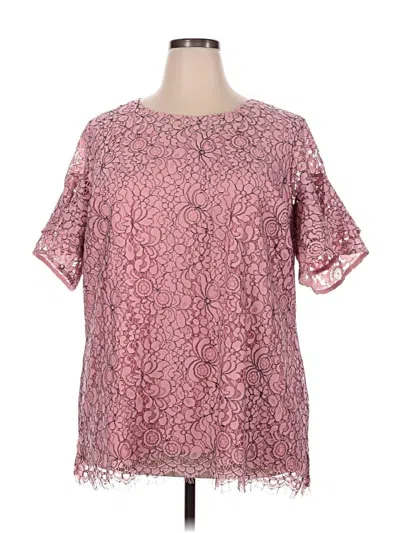 Pre-owned Isaac Mizrahi Live Short Sleeve Blouse In Pink