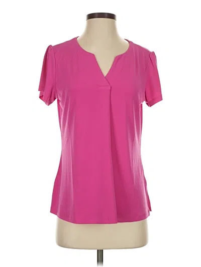 Pre-owned Isaac Mizrahi Live Short Sleeve Blouse In Pink