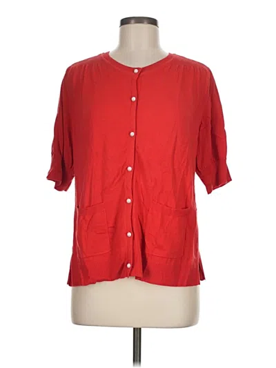 Pre-owned Isaac Mizrahi Live Short Sleeve Blouse In Red