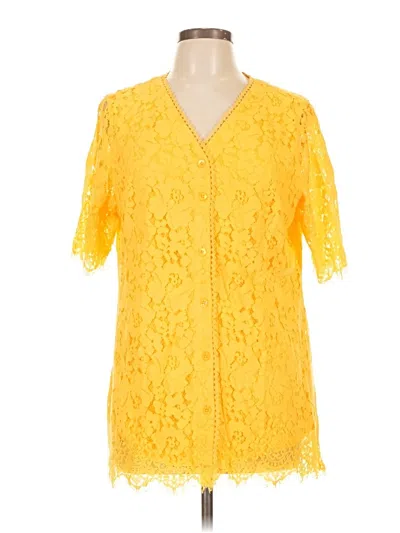 Pre-owned Isaac Mizrahi Live Short Sleeve Blouse In Yellow
