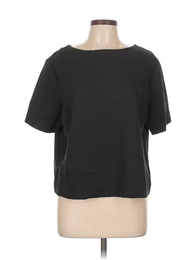 Pre-owned Isaac Mizrahi Live Short Sleeve Top Black Boatneck Tops