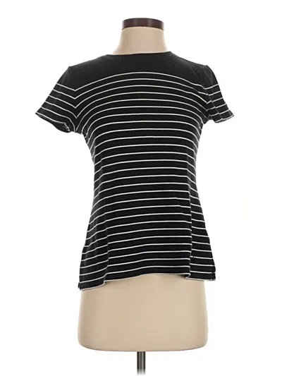 Pre-owned Isaac Mizrahi Live Short Sleeve Top Black Mock Neckline Tops