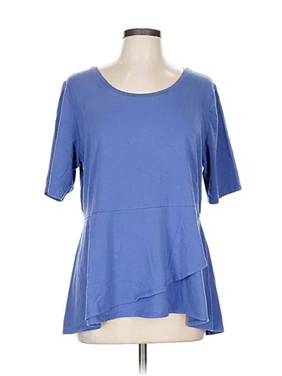 Pre-owned Isaac Mizrahi Live Short Sleeve Top Blue Scoop Neck Tops