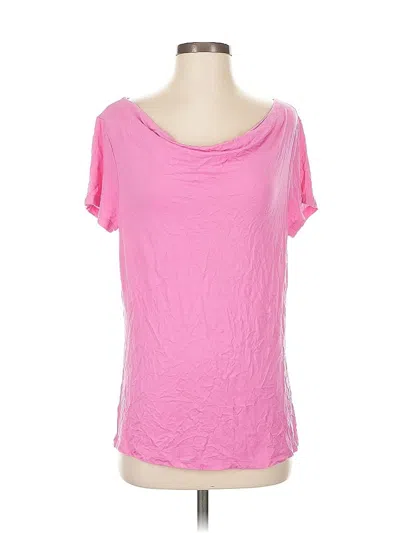 Pre-owned Isaac Mizrahi Live Short Sleeve Top Pink Scoop Neck Tops