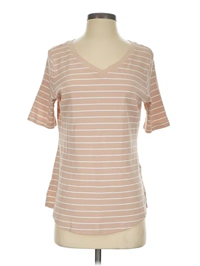 Pre-owned Isaac Mizrahi Live Short Sleeve T-shirt In Tan
