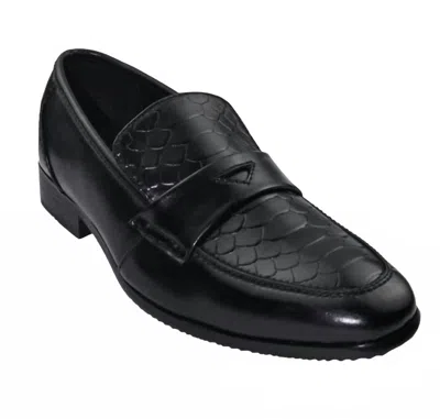 Isaac Mizrahi Live Women's Embossed Leather Penny Loafer In Black