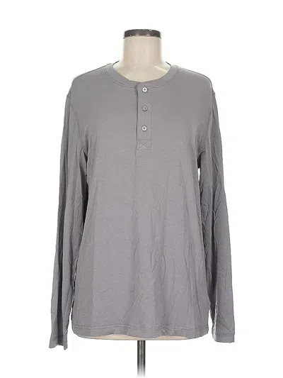 Pre-owned Isaac Mizrahi Long Sleeve Henley Shirt In Gray