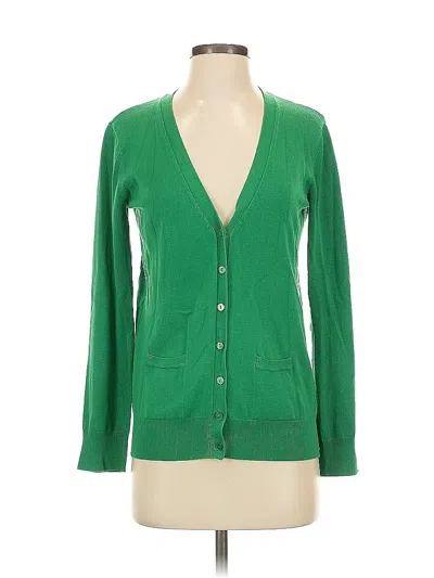 Pre-owned Isaac Mizrahi Long Sleeve Top Green Plunge Neckline Tops