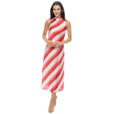 Isaac Mizrahi Mock Neck A-line Midi Dress In Multi