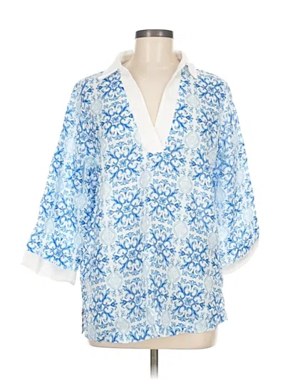 Pre-owned Isaac Mizrahi New York 3/4 Sleeve Blouse In Blue
