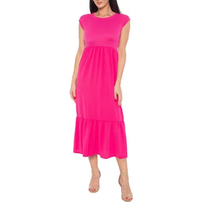Isaac Mizrahi New York Airflow Tiered Midi Dress In Pink