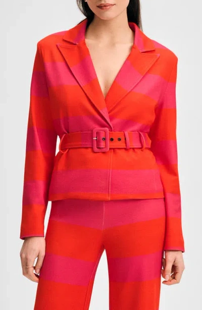 Isaac Mizrahi New York Belted Jacket In Multi