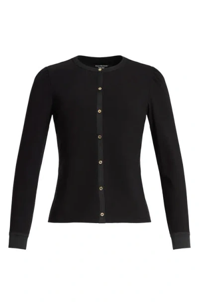Isaac Mizrahi New York Button Detail Knit Top In Black