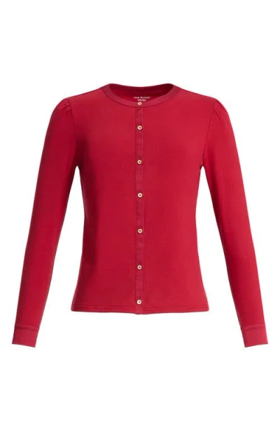Isaac Mizrahi New York Button Detail Knit Top In Red