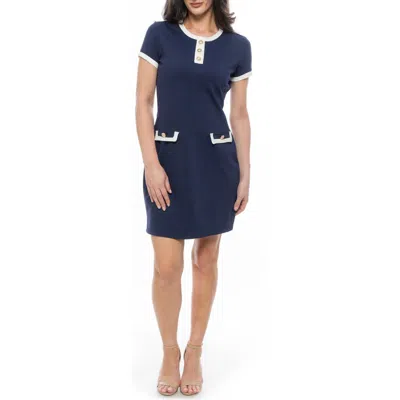 Isaac Mizrahi New York Contrast Trim Sheath Dress In Multi