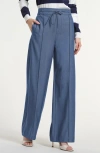 Isaac Mizrahi New York Cotton Chambray Pull-on Pants In Blue