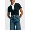 Isaac Mizrahi New York Cotton Ruffle Placket Polo