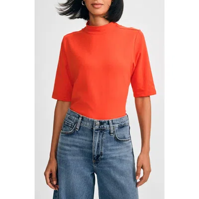 Isaac Mizrahi New York Elbow Sleeve Mock Neck Top In Orange.com