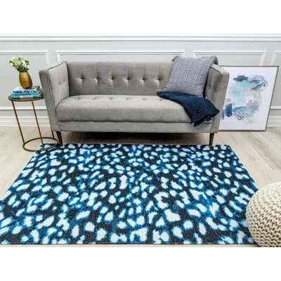 Isaac Mizrahi New York Eloise Contemporary Soft Spot Area Rug In Blue,black