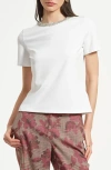 Isaac Mizrahi New York Embellished Jewel Neck T-shirt In White