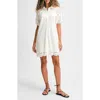 Isaac Mizrahi New York Eyelet Puff Sleeve Shirtdress In White