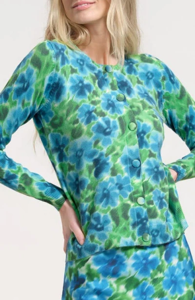 Isaac Mizrahi New York Floral Print Cardigan In Green