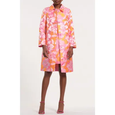 Isaac Mizrahi New York Floral Satin Brocade Jacket In Multi