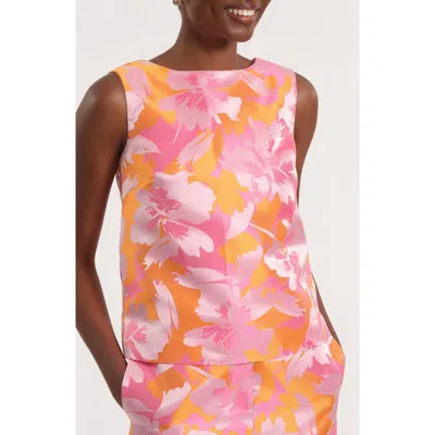 Isaac Mizrahi New York Floral Satin Brocade Shell In Pink
