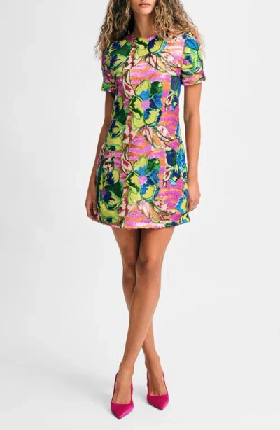 Isaac Mizrahi New York Floral Sequin Shift Minidress
