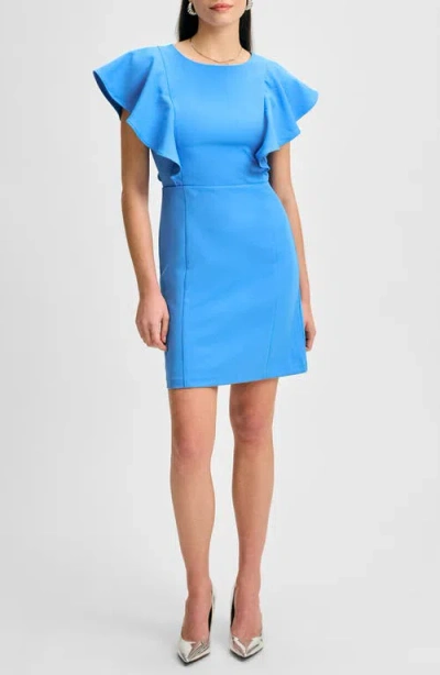 Isaac Mizrahi New York Flutter Sleeve Minidress In French Blue