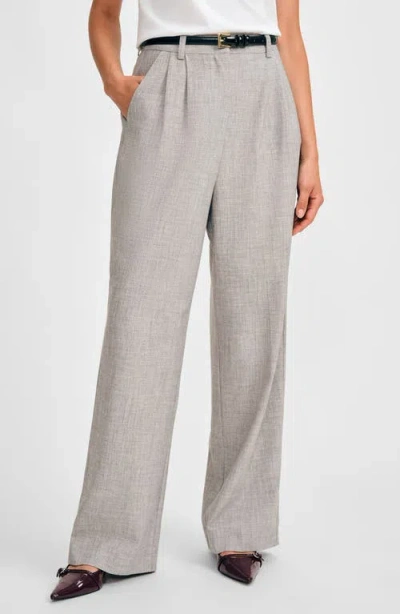 Isaac Mizrahi New York Front Pleat Wide Leg Pants In Heather Grey