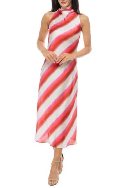 Isaac Mizrahi New York Funnel Neck A-line Midi Dress In Multi