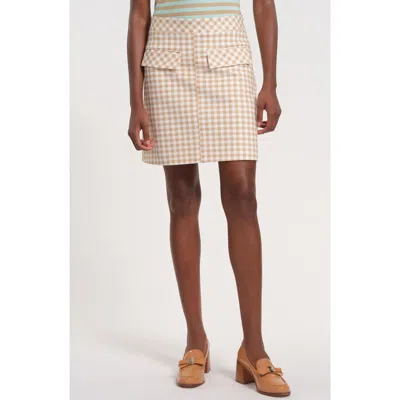 Isaac Mizrahi New York Gingham A-line Skirt In Neutral