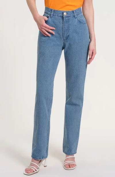 Isaac Mizrahi New York High Waist Straight Leg Jeans In Blue