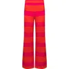 Isaac Mizrahi New York High Waist Wide Leg Pants In Magenta/orange Cabana Stripe
