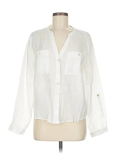 Pre-owned Isaac Mizrahi New York Long Sleeve Blouse In White