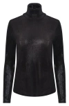 Isaac Mizrahi New York Metallic Turtleneck Sweater In Black