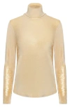 Isaac Mizrahi New York Metallic Turtleneck Sweater In Gold