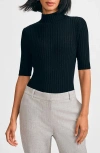 Isaac Mizrahi New York Mock Neck Poor Boy Sweater In Black