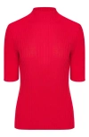 Isaac Mizrahi New York Mock Neck Poor Boy Sweater In Red