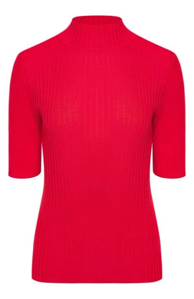 Isaac Mizrahi New York Mock Neck Poor Boy Sweater In Red