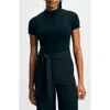 Isaac Mizrahi New York Mock Neck Short Sleeve Sweater In Black