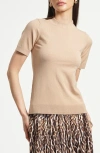 Isaac Mizrahi New York Mock Neck Short Sleeve Sweater In Brown