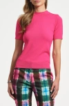 Isaac Mizrahi New York Mock Neck Short Sleeve Sweater In Red