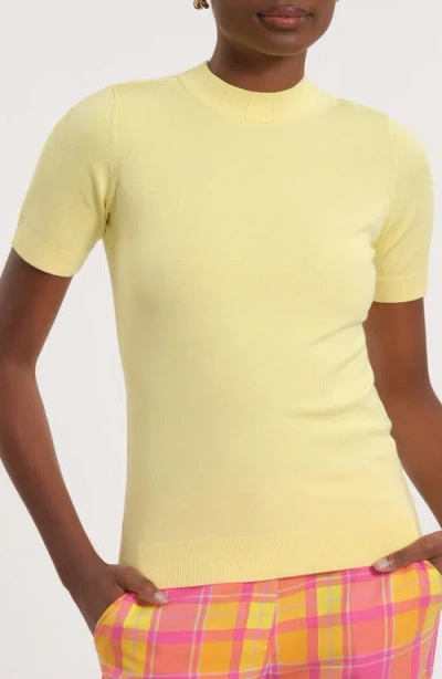 Isaac Mizrahi New York Mock Neck Short Sleeve Sweater In Yellow