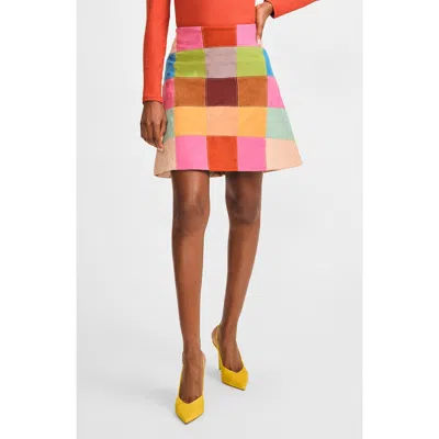 Isaac Mizrahi New York Multicolor Patchwork Skirt In Pink Multi