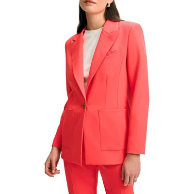 Isaac Mizrahi New York Peak Lapel Blazer With Removable Flower Pin In Red