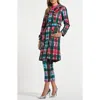 Isaac Mizrahi New York Plaid Double Breasted Trench Coat In Multi
